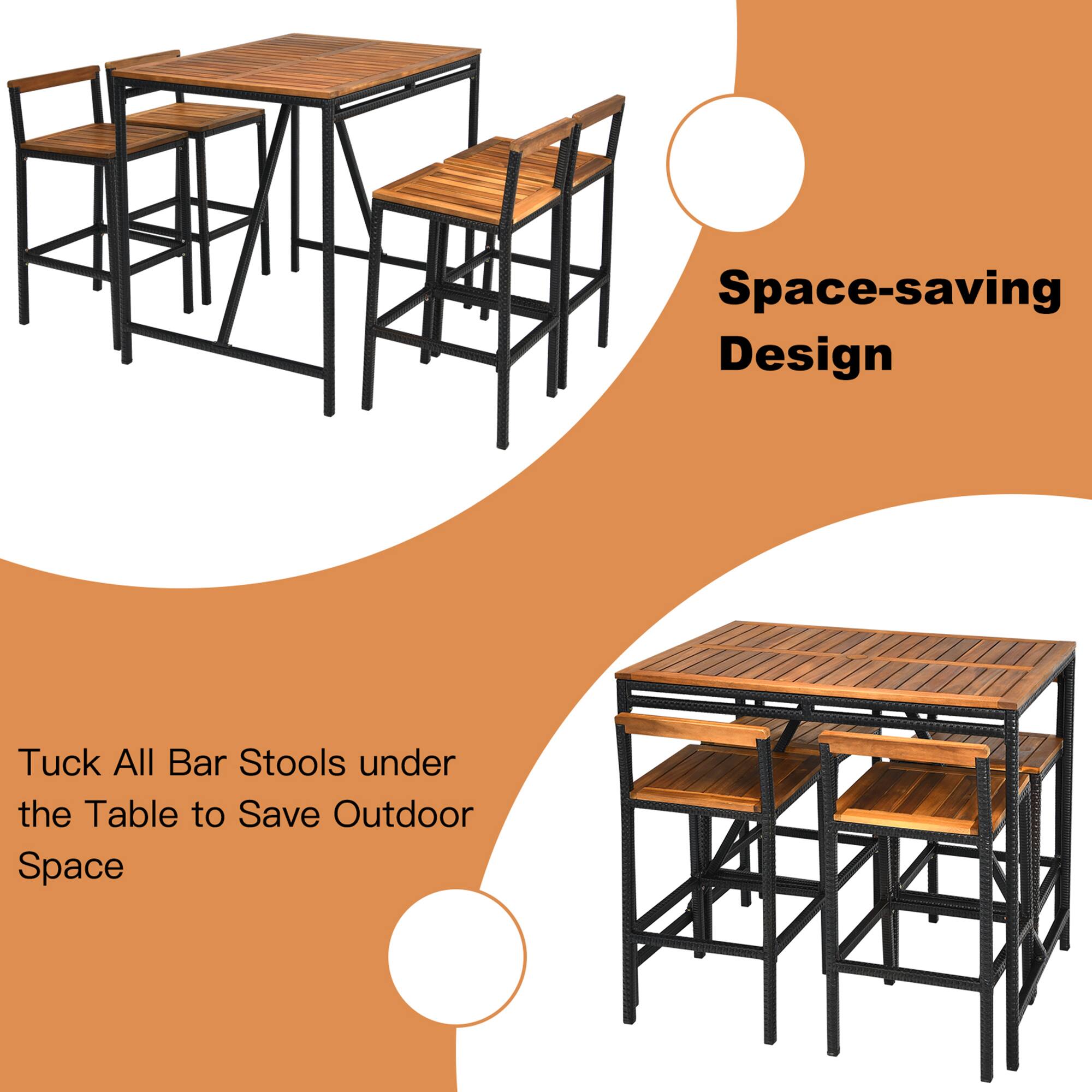 Space-saving Design

Tuck All Bar Stools under the Table to Save Outdoor Space