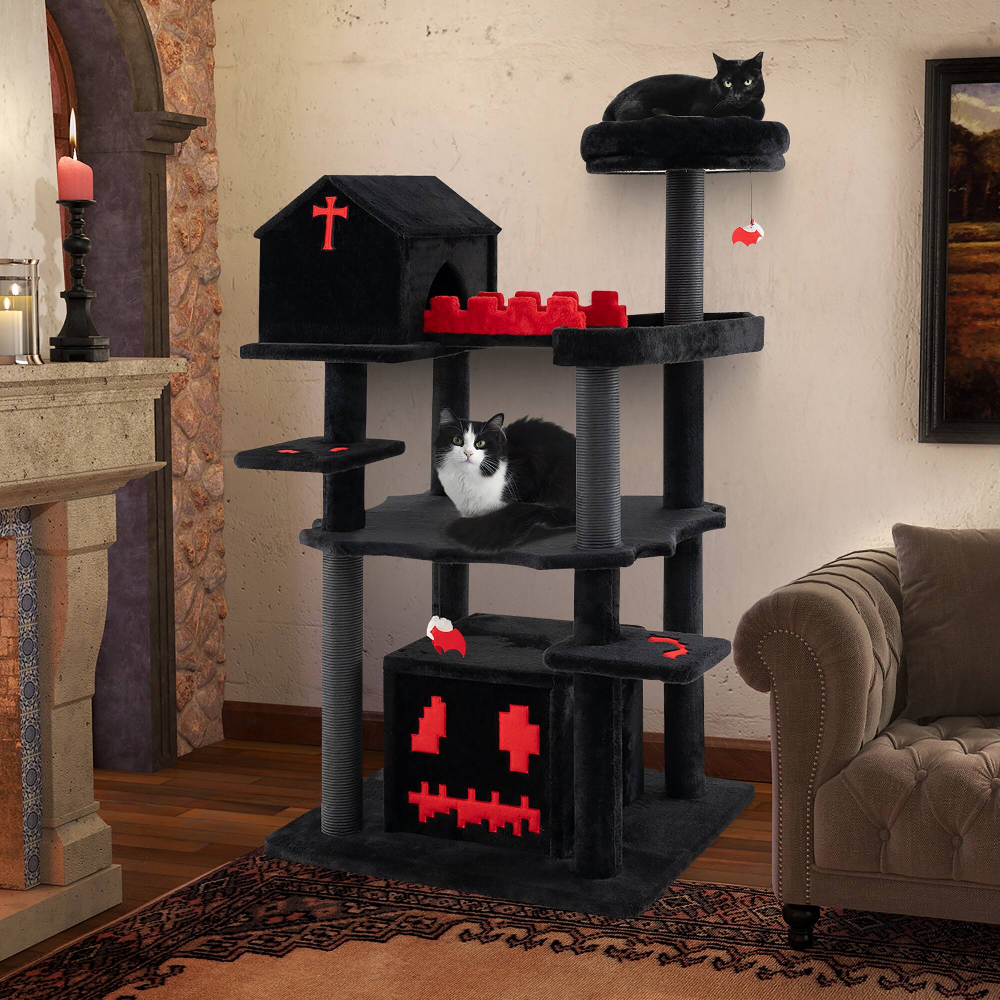 Alt View 1. Gymax - Gymax Gothic Cat Tree 49'' Tall Cat Tower w/ Coffin Bed & 2 Condos & Cozy Perch.
