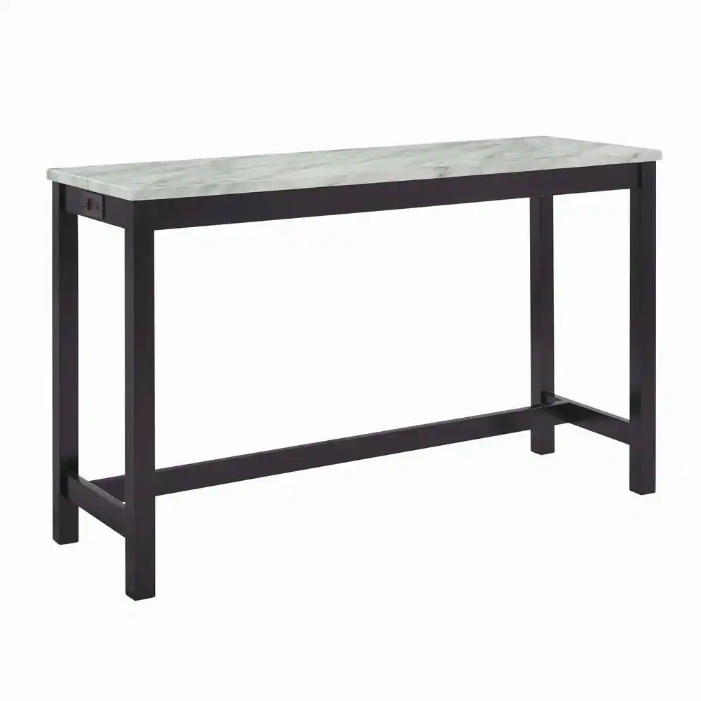 Alt View 2. FurniFact - Bar Table Set, Console Table with Stools, Wood Sofa Table with Stools Black - Black.