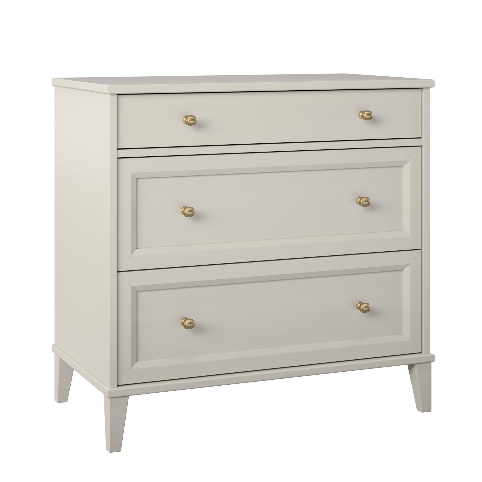 Alt View 2. Aukfa - 2-Drawer Dresser with Pull-out Desk - MDF & Particle Board, Brassy Gold Hardware, 31.5"W x 30.6"H, Wall Anchor Included - White.