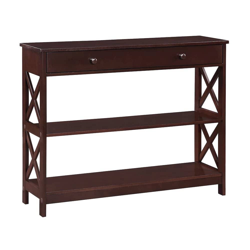 FurniFact - Brown Console Table with 1 Drawer and Shelves - Espresso