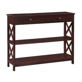 FurniFact - Brown Console Table with 1 Drawer and Shelves - Espresso
