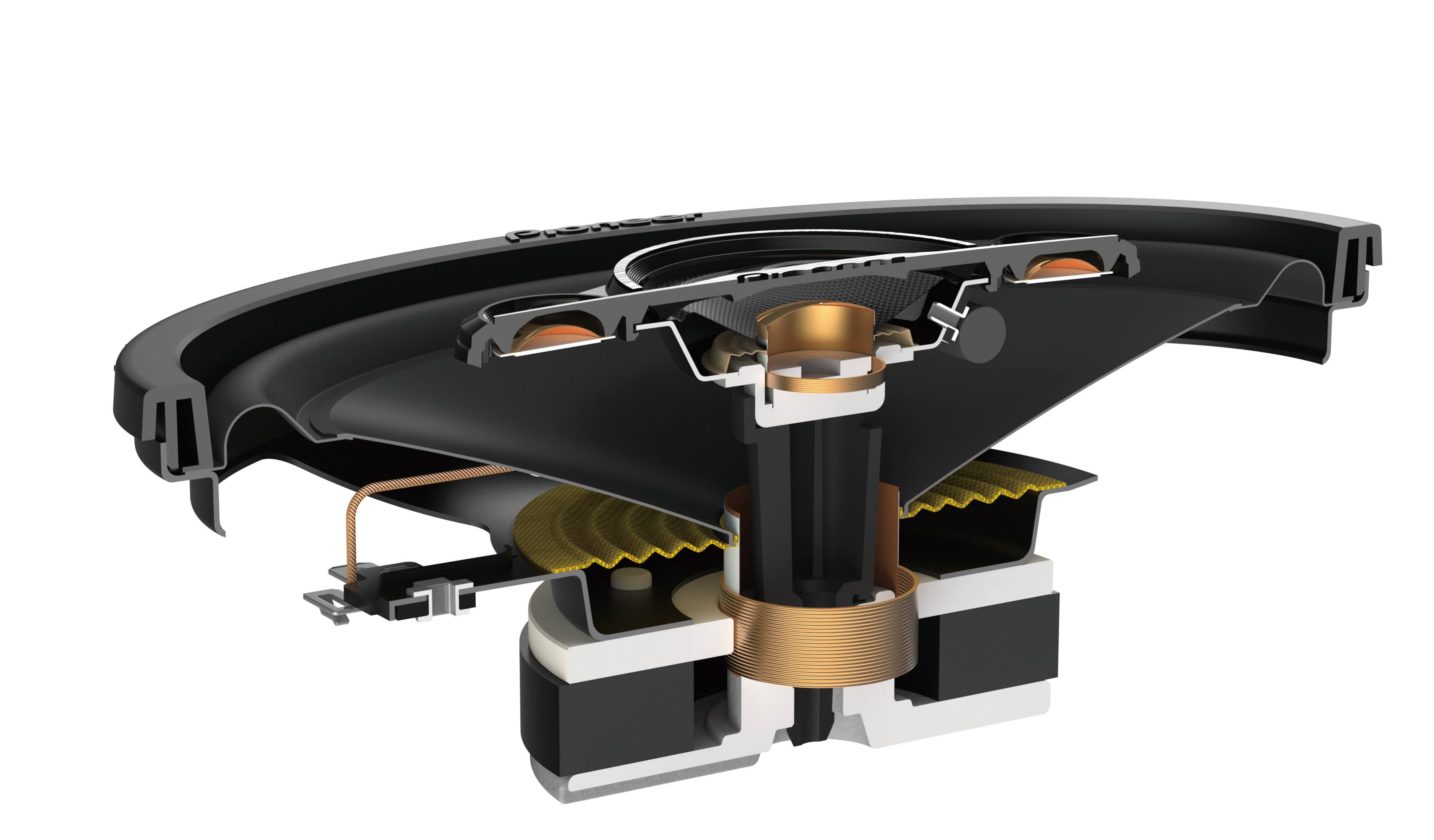 Left. Pioneer - 4" x 6" 4-Way Car Speakers Carbon/Mica-reinforced IMPP cone (Pair) - Black.