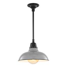 Jonathan Y - Jasper 12.25" 1-Light Farmhouse Industrial Indoor/Outdoor Iron LED Pendant, Gray - Gray/Black