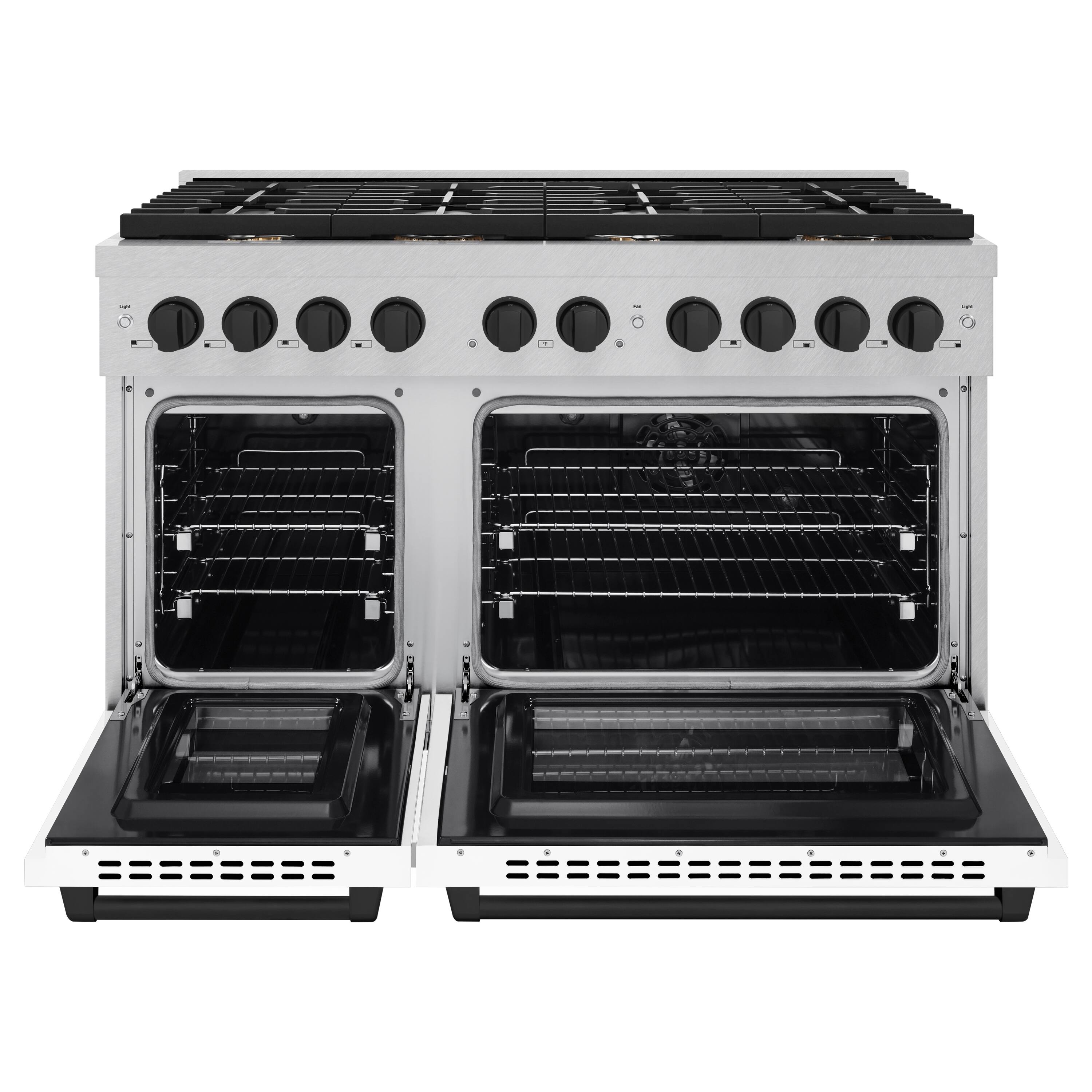 Angle. ZLINE - ZLINE Autograph 48 in. Paramount Dual Fuel Range with White and Black Accents (SDRSZ-WM-48-MB) - White.