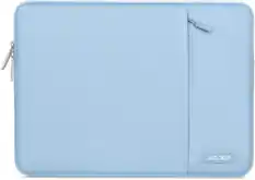 Front. mosiso - 13 inch Laptop Sleeve with Pocket, Polyester Vertical Case for MacBook Air/Pro/Neo 13 inch A18/M5/M4/M3/M2/M1 2026-2016 - Air Blue.