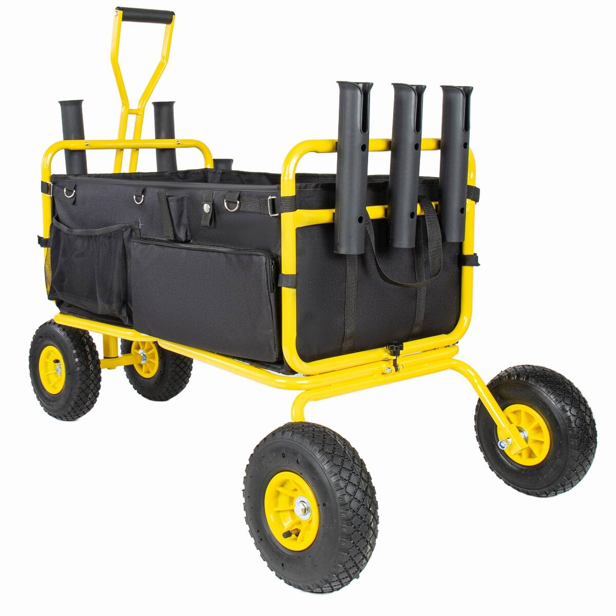 Alt View 4. Loheer - Loheer Collapsible Fishing Cart with Rod Holders, 550 lb Capacity, All-Terrain Wheels, Yellow and Black.