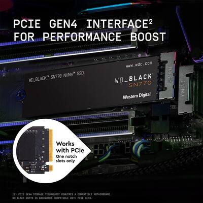 Western Digital WD WDS100T3X0E BLACK 1TB SN770 NVMe Gen4 PCIe, M.2 Western Digital WD WDS100T3X0E BLACK 1TB SN770 NVMe Gen4 PCIe, M.2