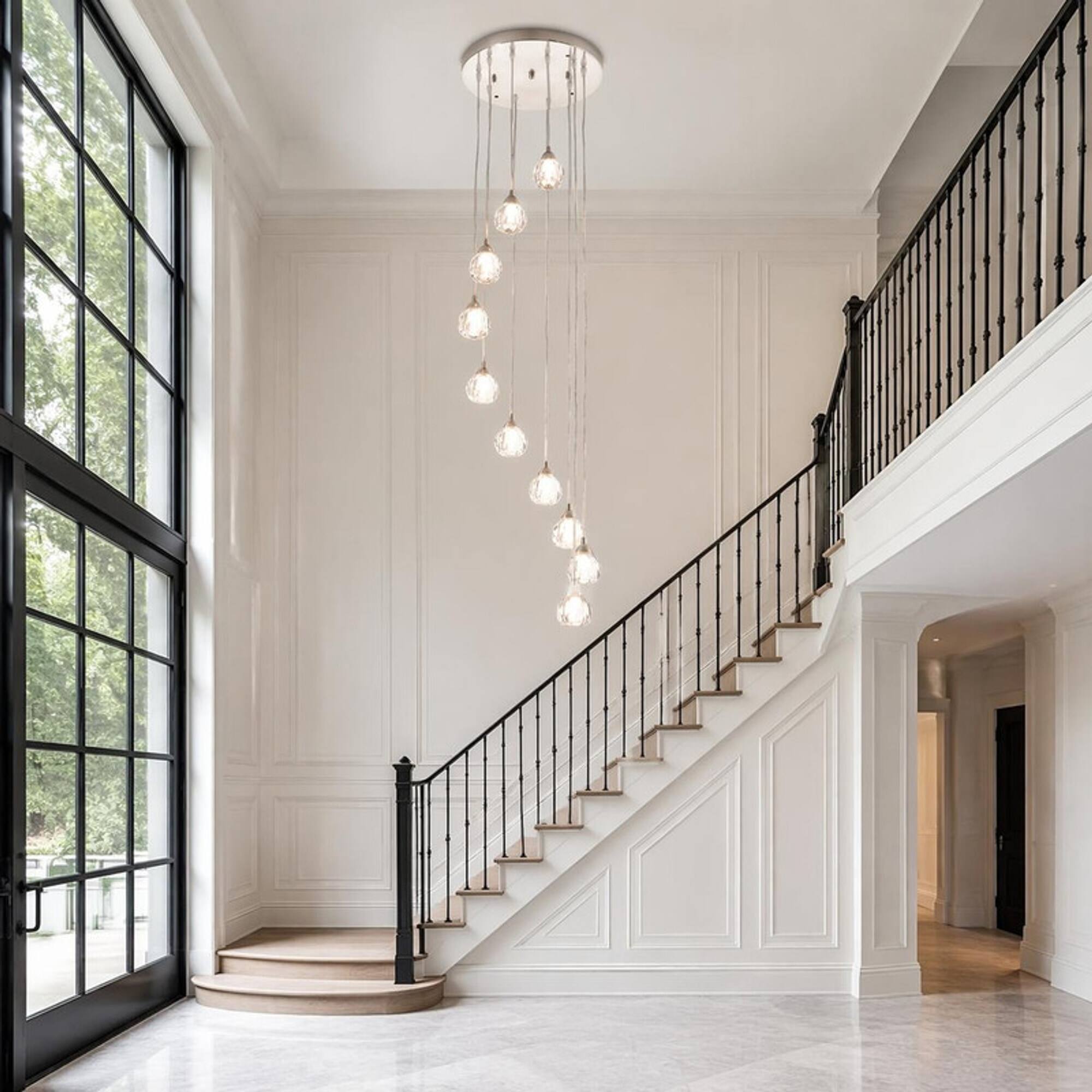 RYHNUYNE Modern 10 Light Crystal Globe Chandelier,Hanging Pendant Light ...