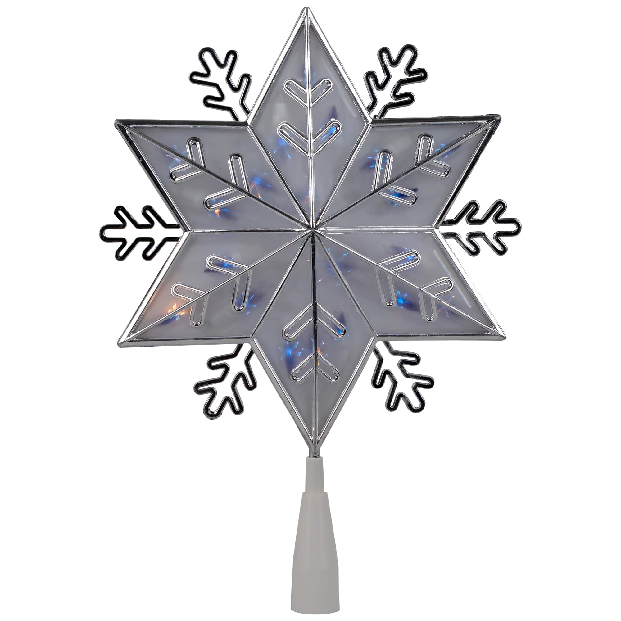 Northlight - 10" Snowflake Lighted Christmas Tree Topper - Blue Lights - Silver