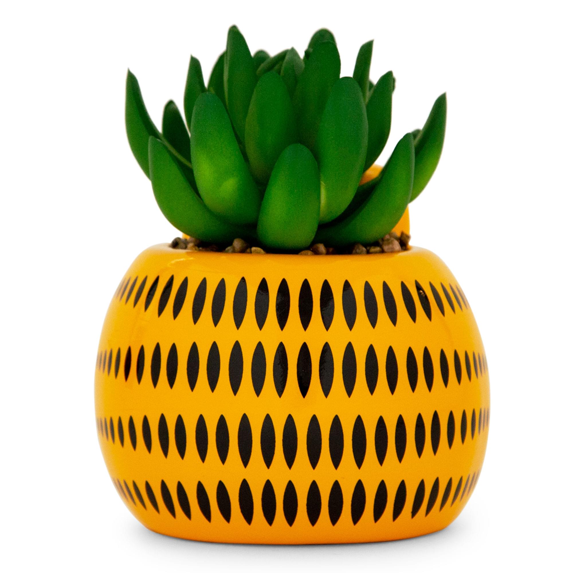 Alt View 2. Silver Buffalo - Garfield 4-Inch Ceramic Mini Planter With Artificial Succulent - Orange.