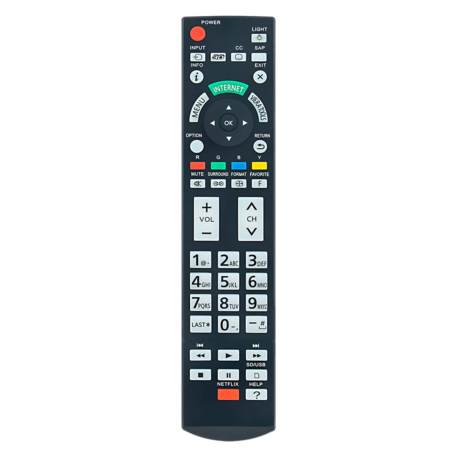 ZdalaMit - Replacement Remote N2QAYB000777 fit for Panasonic TV TC-P55VT50 TC-65PS64 TCP50ST50T1 TCP50ST50T2 TCP60ST502 - Black
