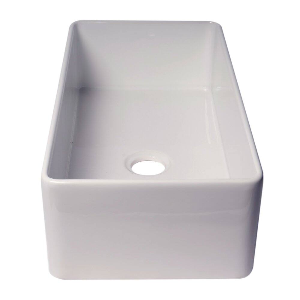 Alt View 2. Alfi - ALFI brand ABF3618 36 White Thin Wall Single Bowl Smooth Apron Fireclay Kitchen Farm Sink - White.