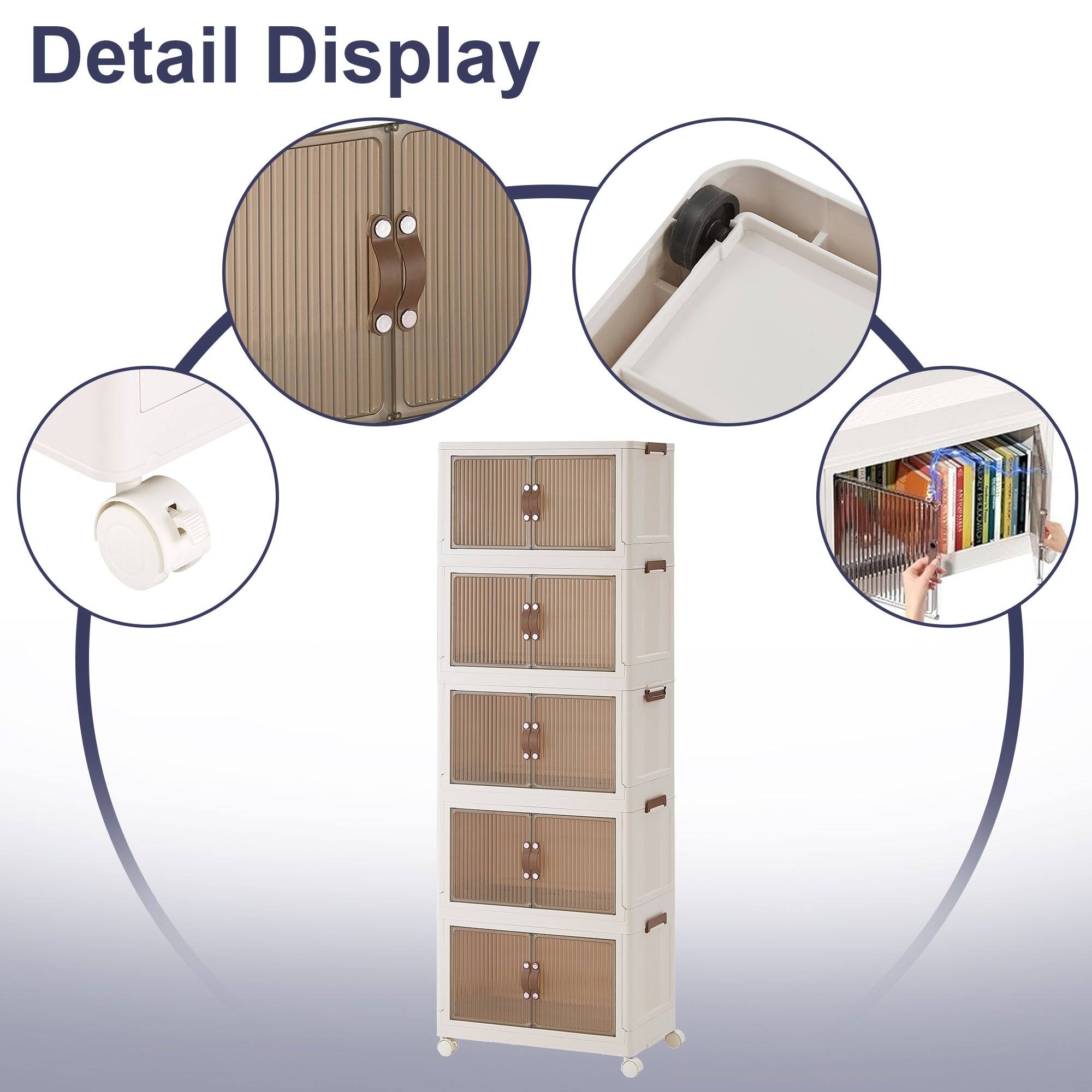 Detail Display

- Drawer with wooden slats and brown handles
- White ceiling mount
- Drawer interior with a black component
- Drawer filled with books