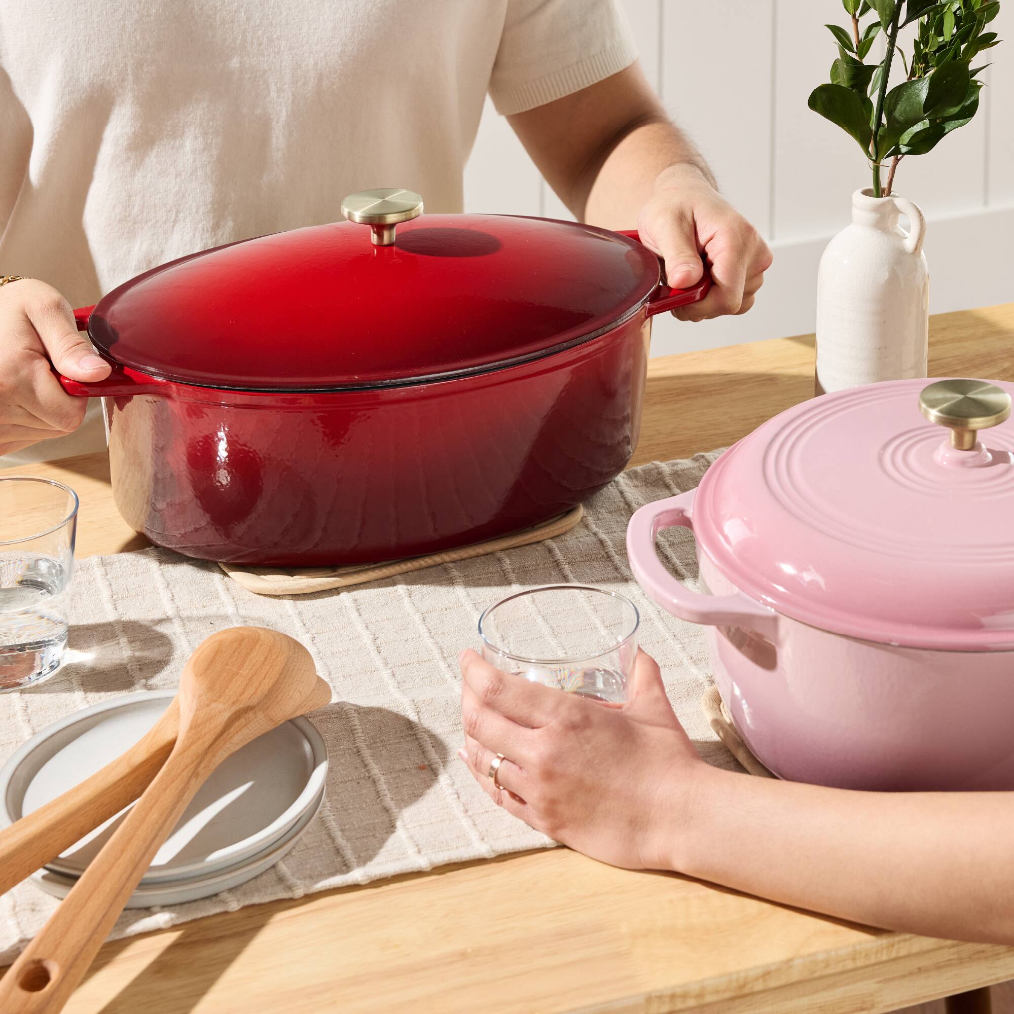 Alt View 4. Best Choice Products - Best Choice Products Oval 7.5 Quart Cast-Iron Dutch Oven, Heavy-Duty w/ Enamel, Side Handles - Red - Red.