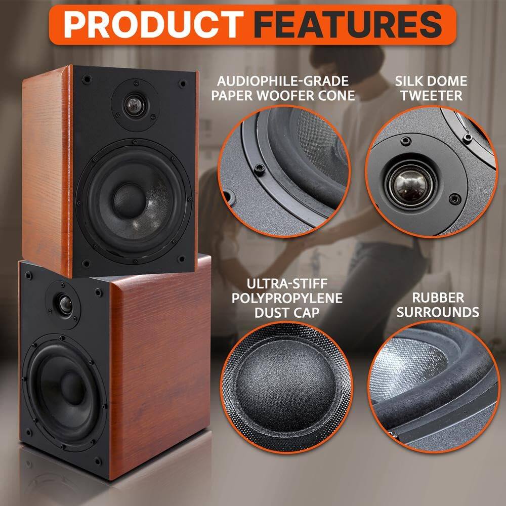 PRODUCT FEATURES

- AUDIOPHILE-GRADE PAPER WOOFER CONE
- SILK DOME TWEETER
- ULTRA-STIFF POLYPROPYLENE DUST CAP
- RUBBER SURROUNDS
