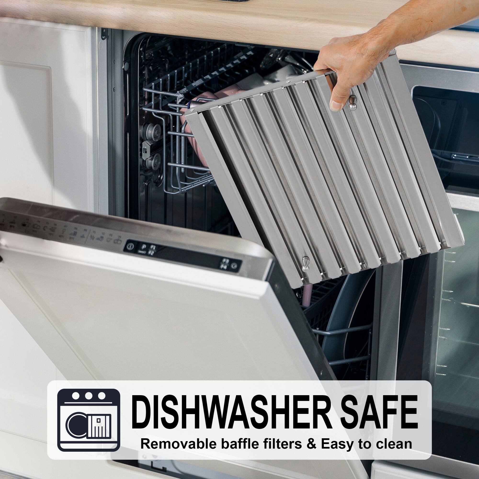 DISHWASHER SAFE  
Removable baffle filters & Easy to clean