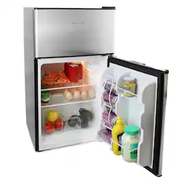 MegaChef - 3.2 Cubic Feet 2 Door Refrigerator/Freezer in Stainless Steel - Silver