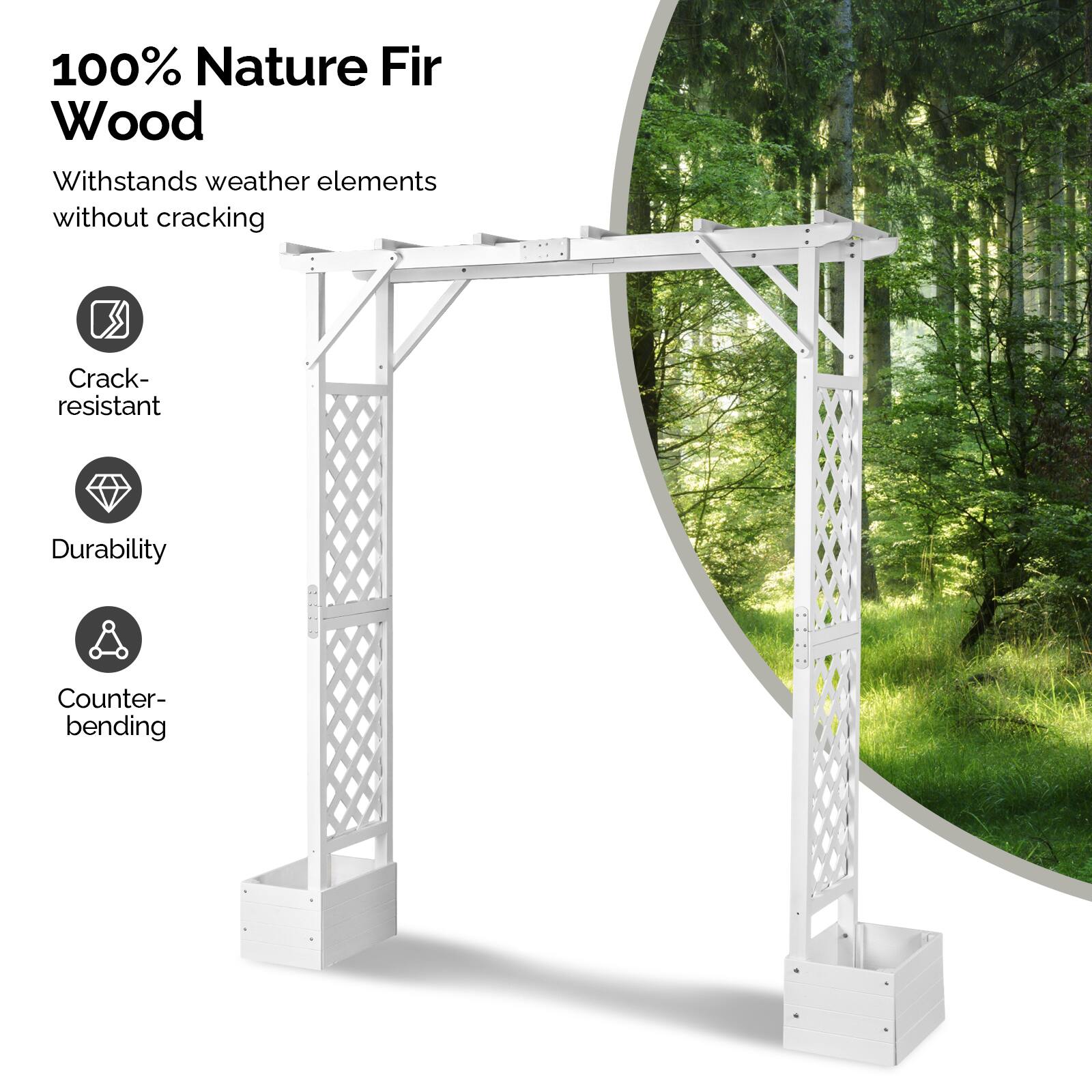 100% Nature Fir Wood  
Withstands weather elements without cracking  

- Crack-resistant  
- Durability  
- Counter-bending