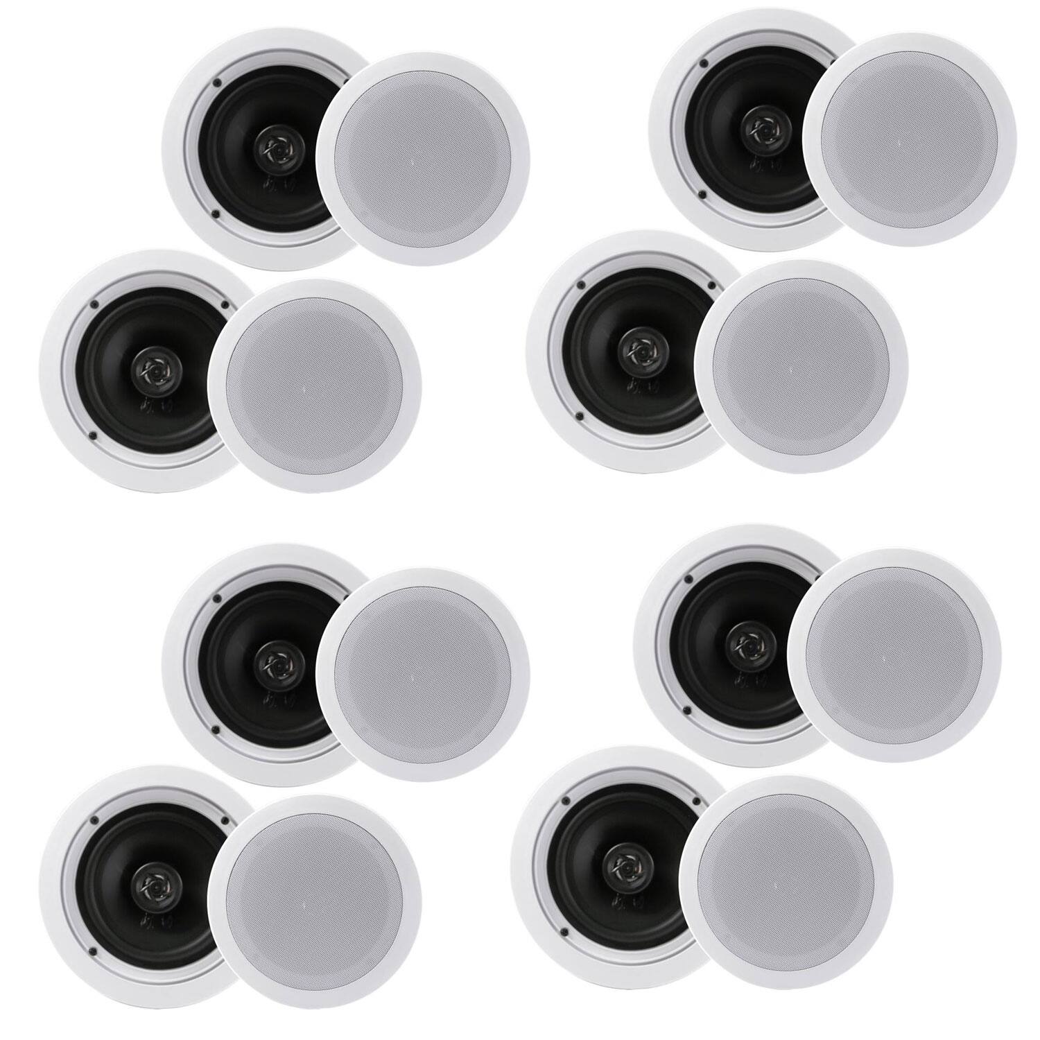 Front. Pyle - Pyle PDIC1661RD 6.5 Inch 200 Watt In Ceiling Wall 2 Way Speaker System (4 Pairs) - White.