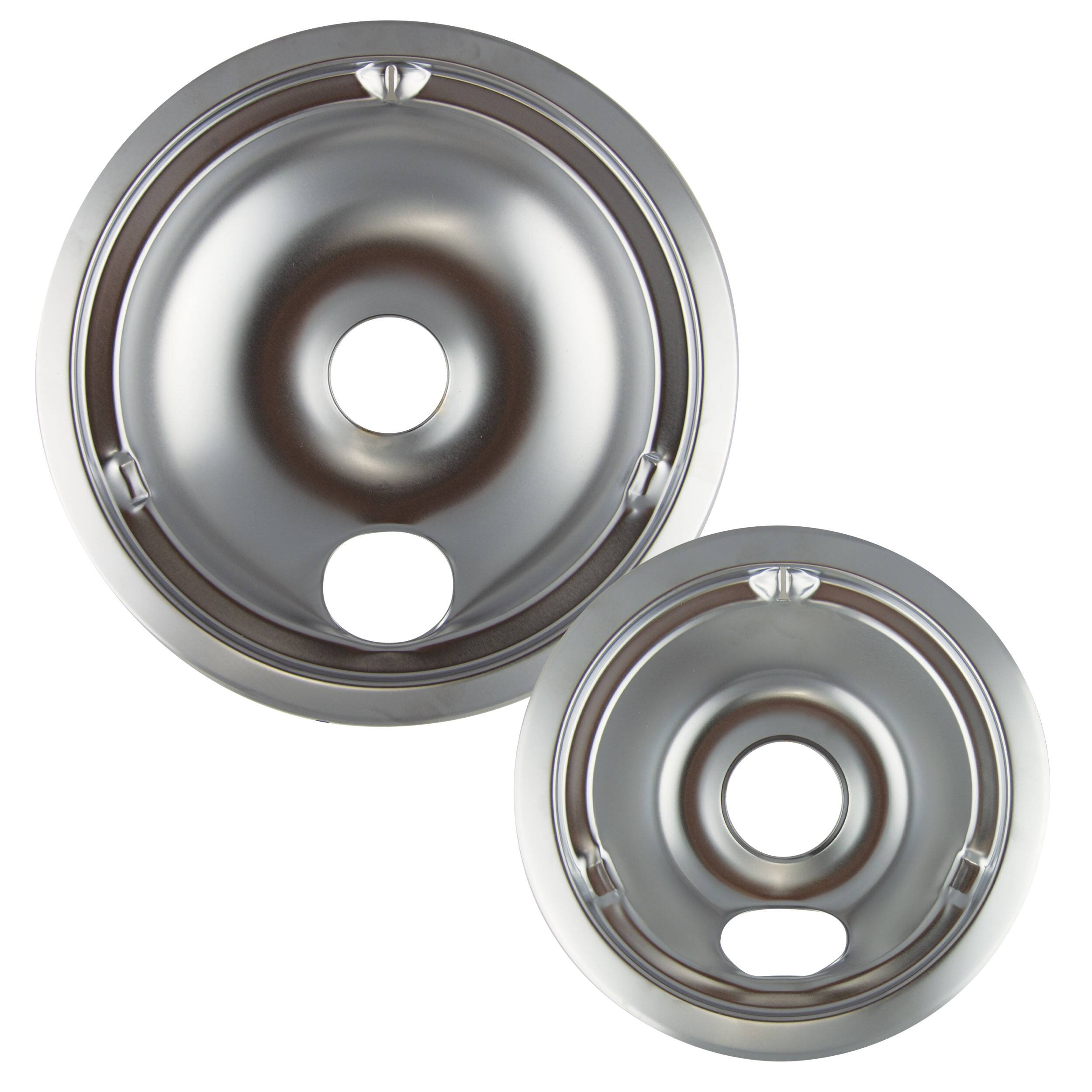 Alt View 1. Range Kleen - Range Kleen 179802XCD5 Style C 2pk Heavy Duty Chrome Drip Bowls with Step Down, Lg and Sm.