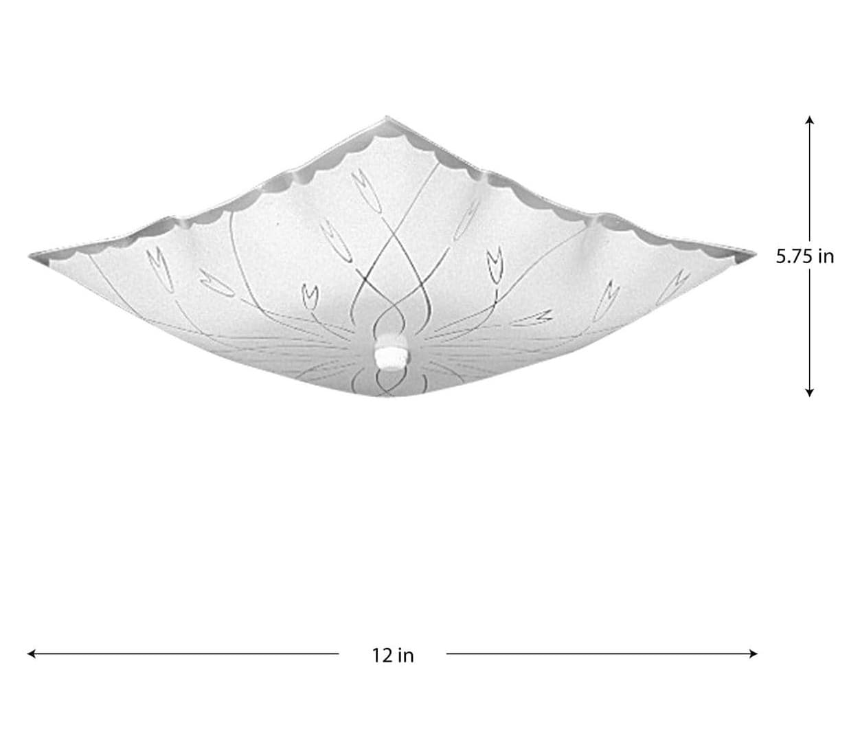Alt View 2. FINEAK - 12" Etched White Square Glass Close-to-Ceiling Light.