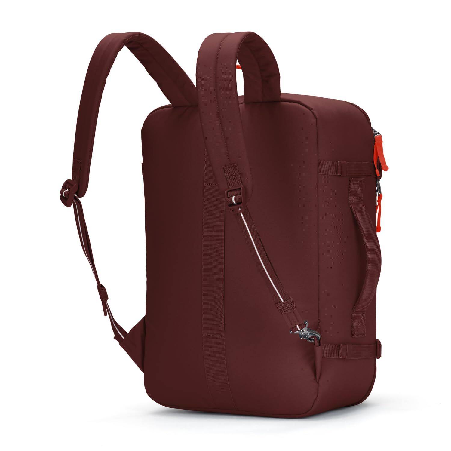 Back. Pacsafe - GO 34L Carry-on Backpack, Garnet Red - Garnet Red.