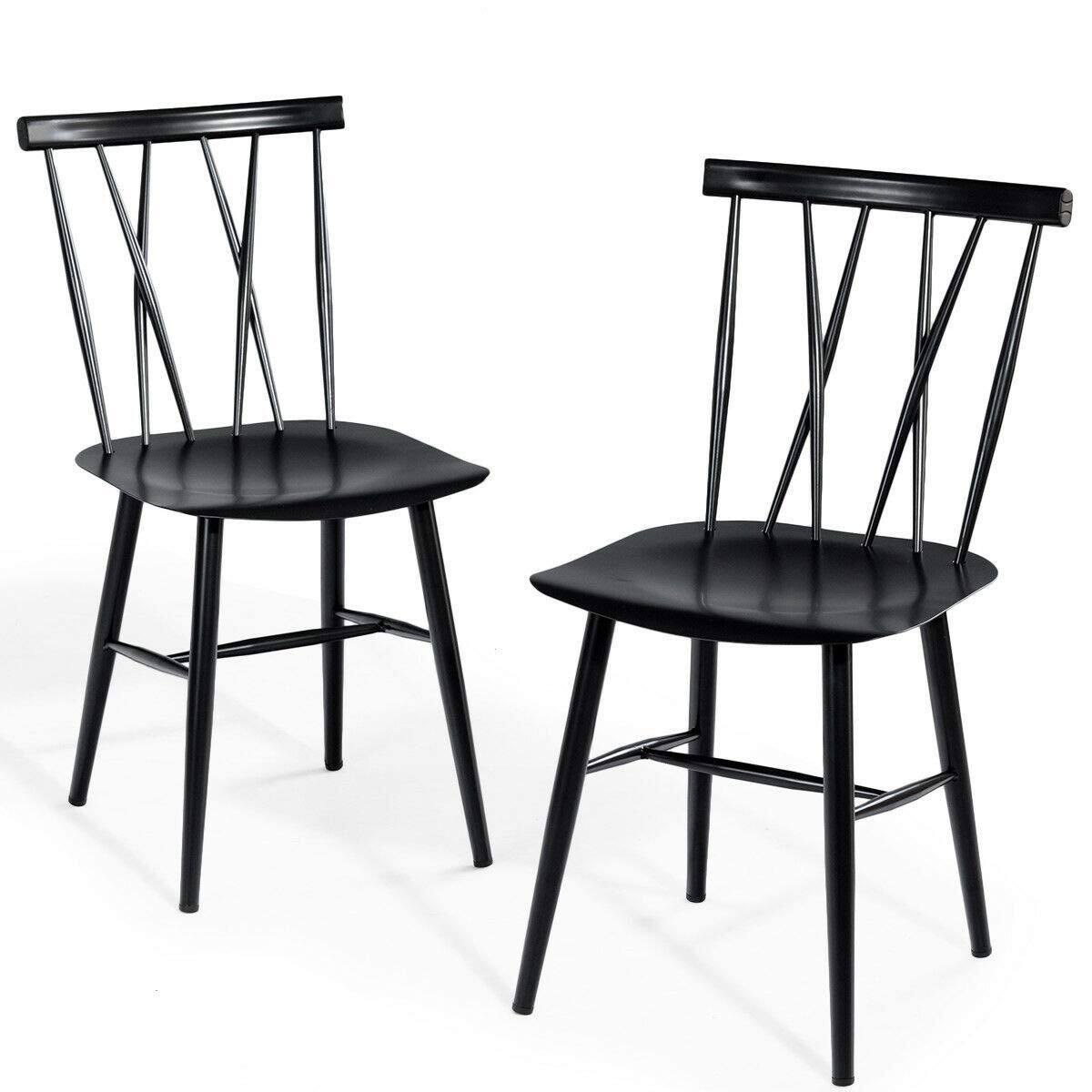 Alt View 3. JETRANSPORT - Dining Chair Set Of 2 Farmhouse Windsor Chairs Room With Spindle And Sturdy Metal Construction Kitchen Side... - Height 17'' 1.