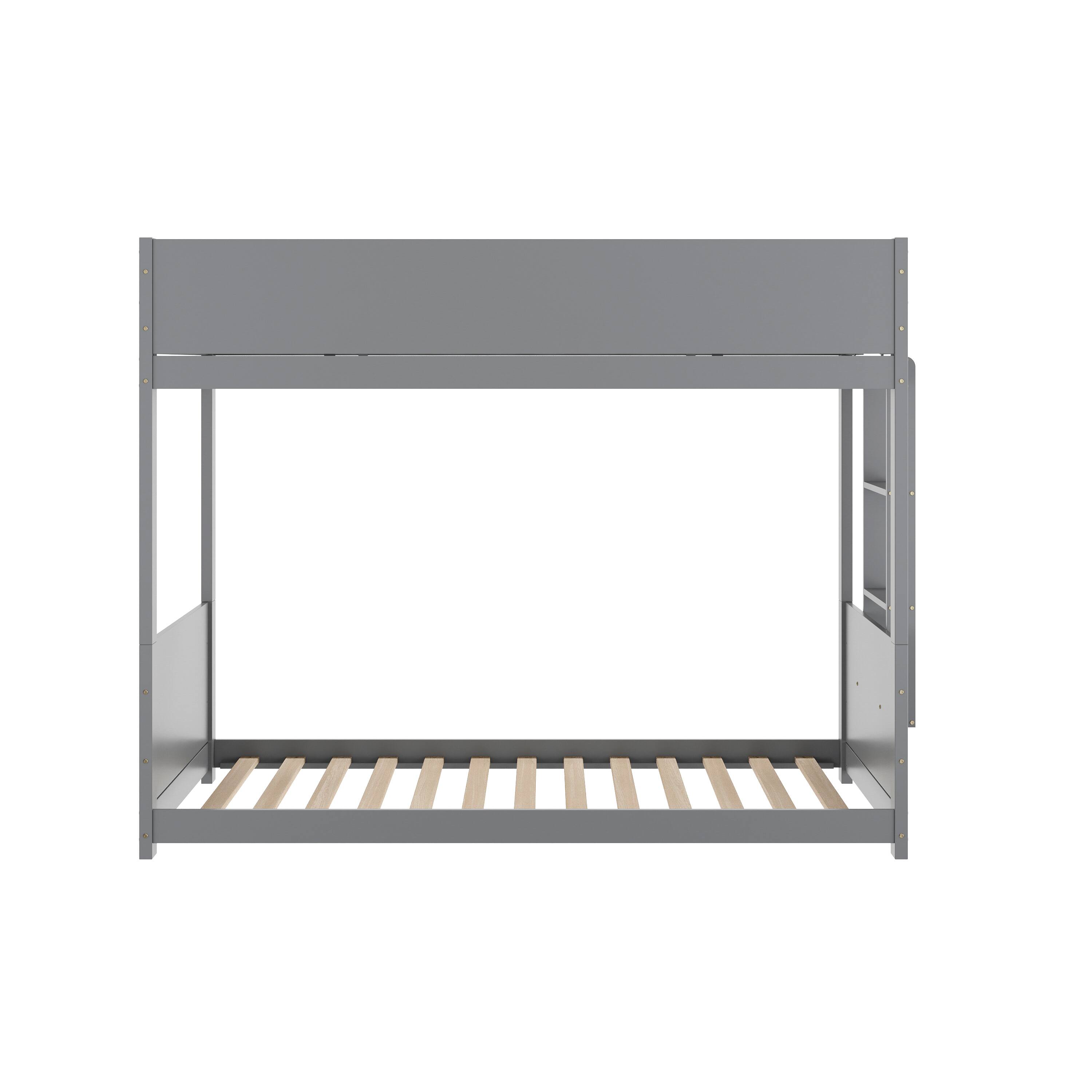 Alt View 7. Emma + Oliver - Samuel Kids Bunk Bed with Convertible, Solid Wood Frame and Easy-to-Climb Ladder with No Box Spring Required - Gray.