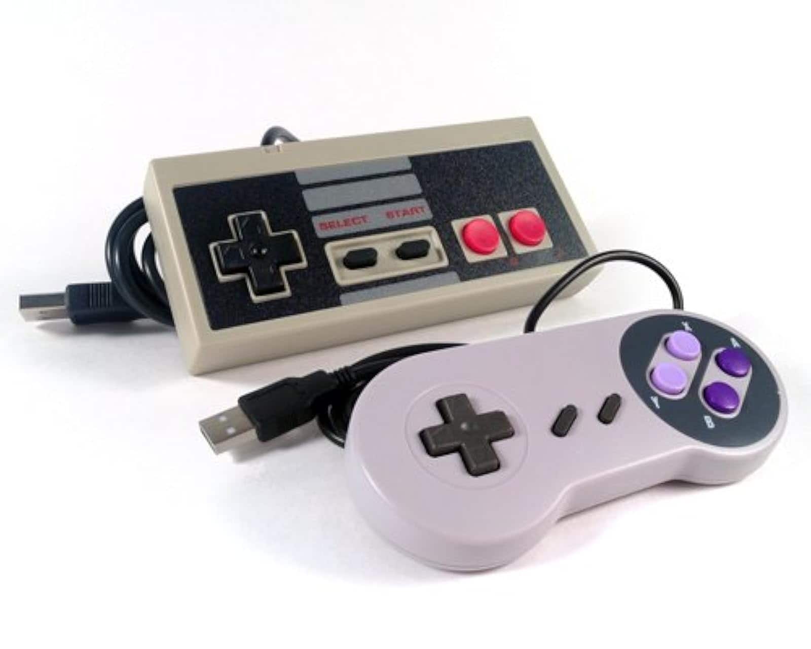 NES And SNES Bundle USB Classic Super Nintendo Controller For PC MAC Raspberry Pi - Gray