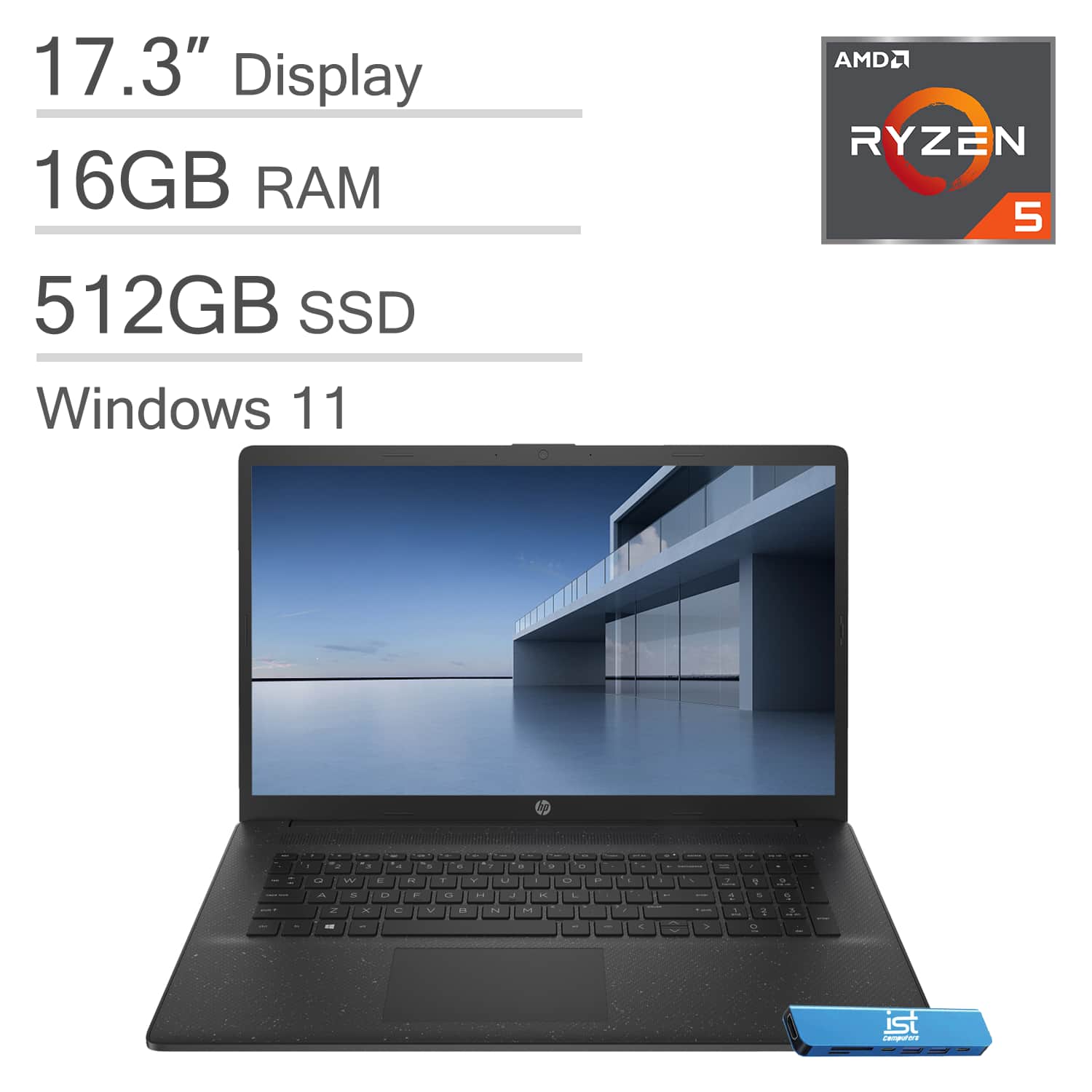 Hp | | Upgraded | 17 17.3" HD Laptop | AMD Ryzen 5 with 16GB Memory | 512GB SSD | Numeric Pad | Fast Charge | Windows 11 | Black | Best Buy