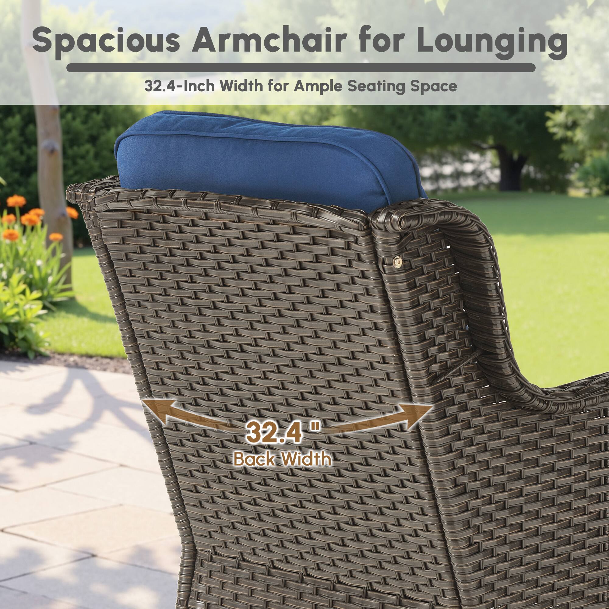Spacious Armchair for Lounging  
32.4-Inch Width for Ample Seating Space  

32.4" Back Width