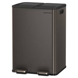 Songmics Home - Trash Can, 2 x 8 Gallon (2 x 30 L) Dual-Compartment Garbage Can with Soft-Close Lid, Pedal and Inner Buckets - Slate Gray