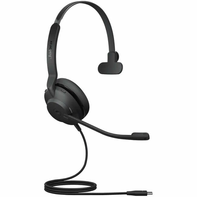Jabra - Evolve2 30 SE MS Wired Headset - Mono - USB Type C - Wired - On-ear, Over-the-head - Monaural - Red