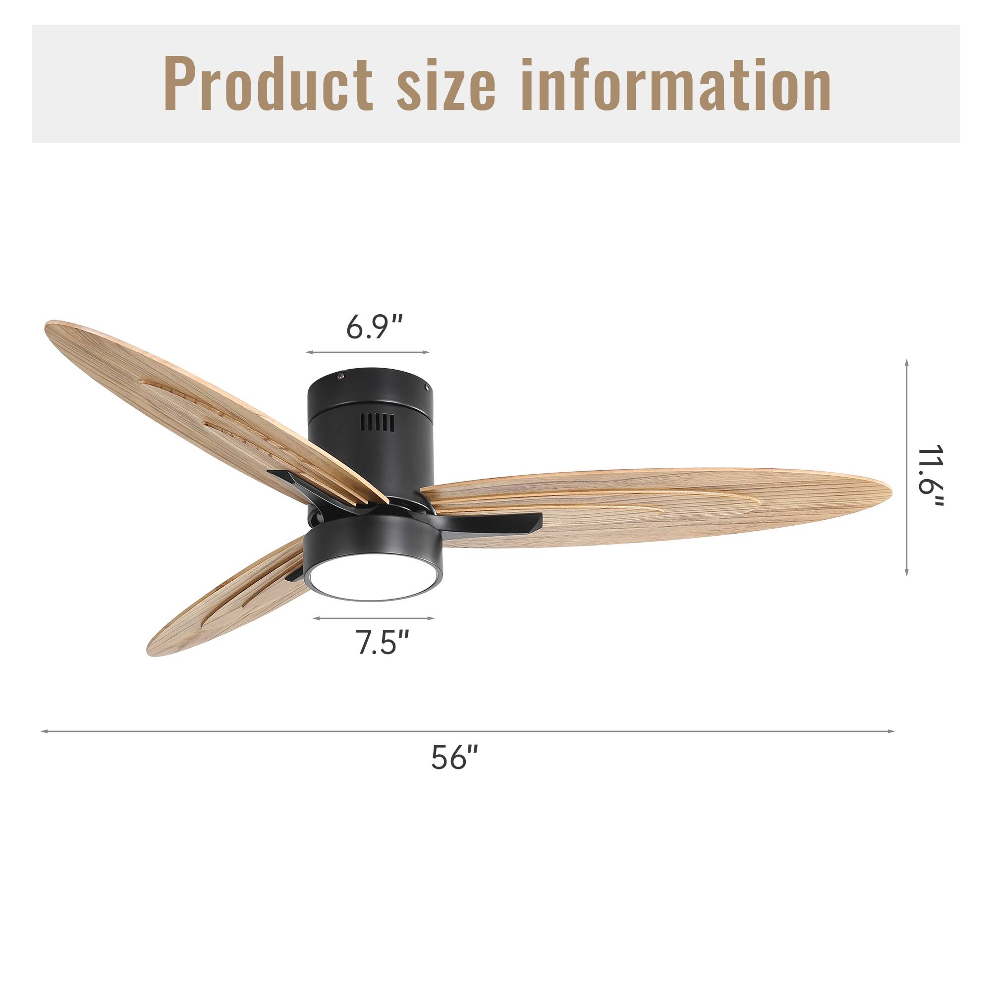 Product size information

- Blade length: 56"
- Diameter: 11.6"
- Blade width: 7.5"
- Motor height: 6.9"