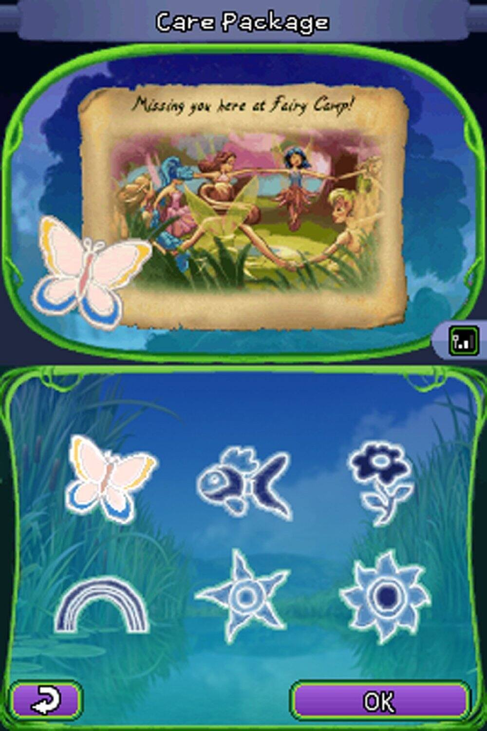 Care Package  
Missing you here at Fairy Camp!  

OK