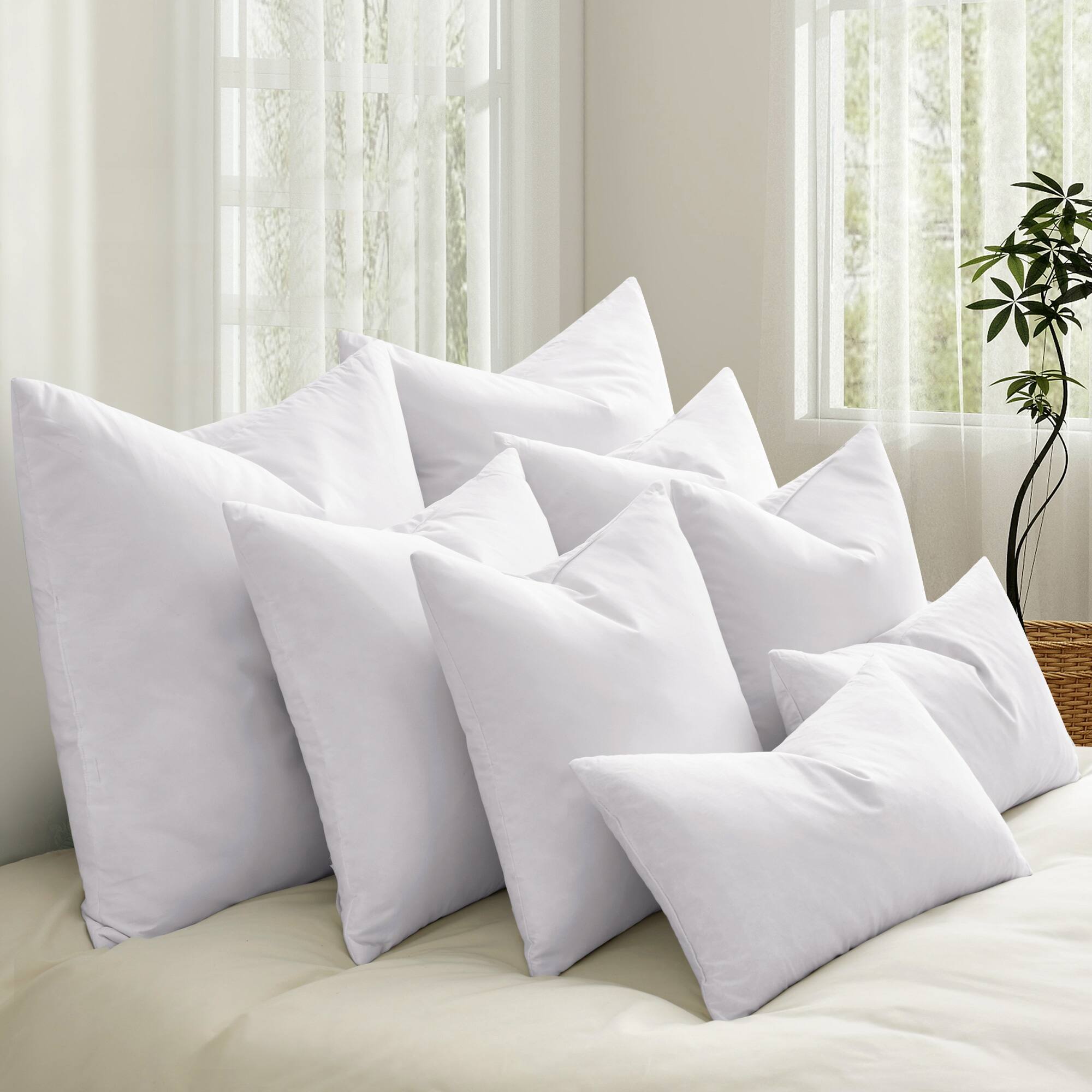Front. Peace Nest - Peace Nest 2 Pack Throw Pillow Inserts Bed and Couch Decorative Pillows - White.