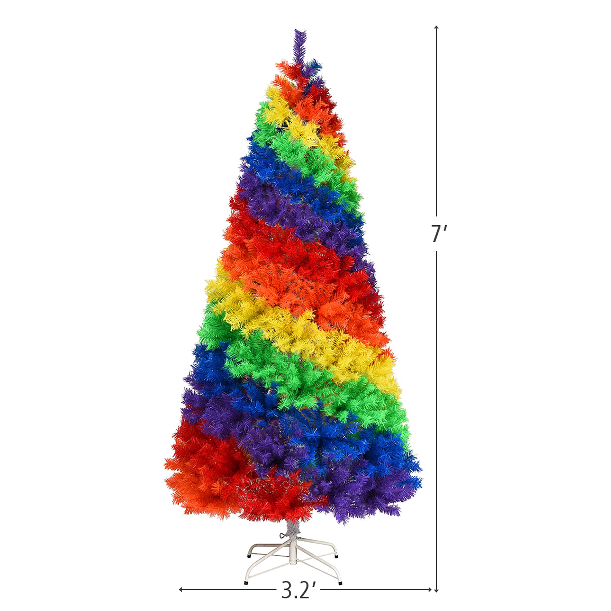 Alt View 1. Costway - 7FT Artificial Hinged Colorful Rainbow Full Fir Christmas Tree with 1213 Tips - Multicolor.