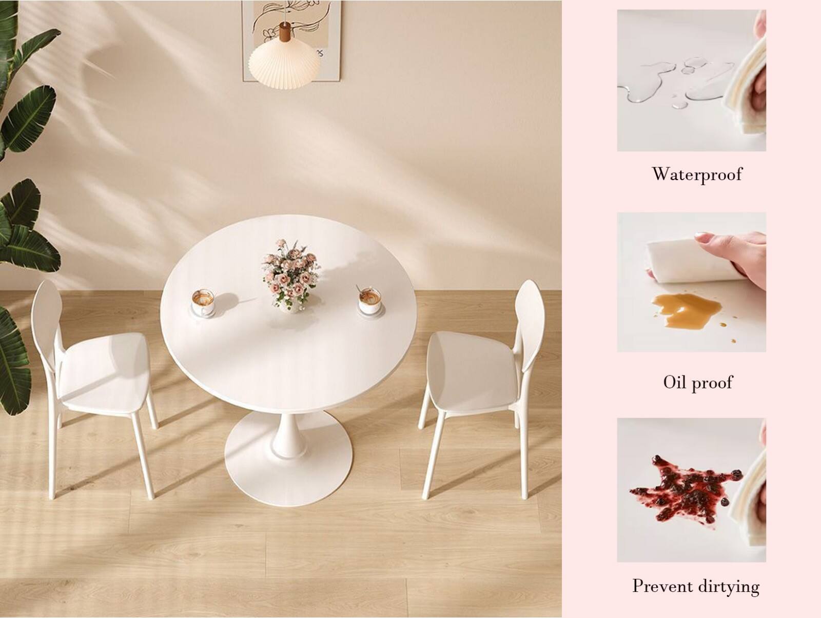 Waterproof  
Oil proof  
Prevent dirtying