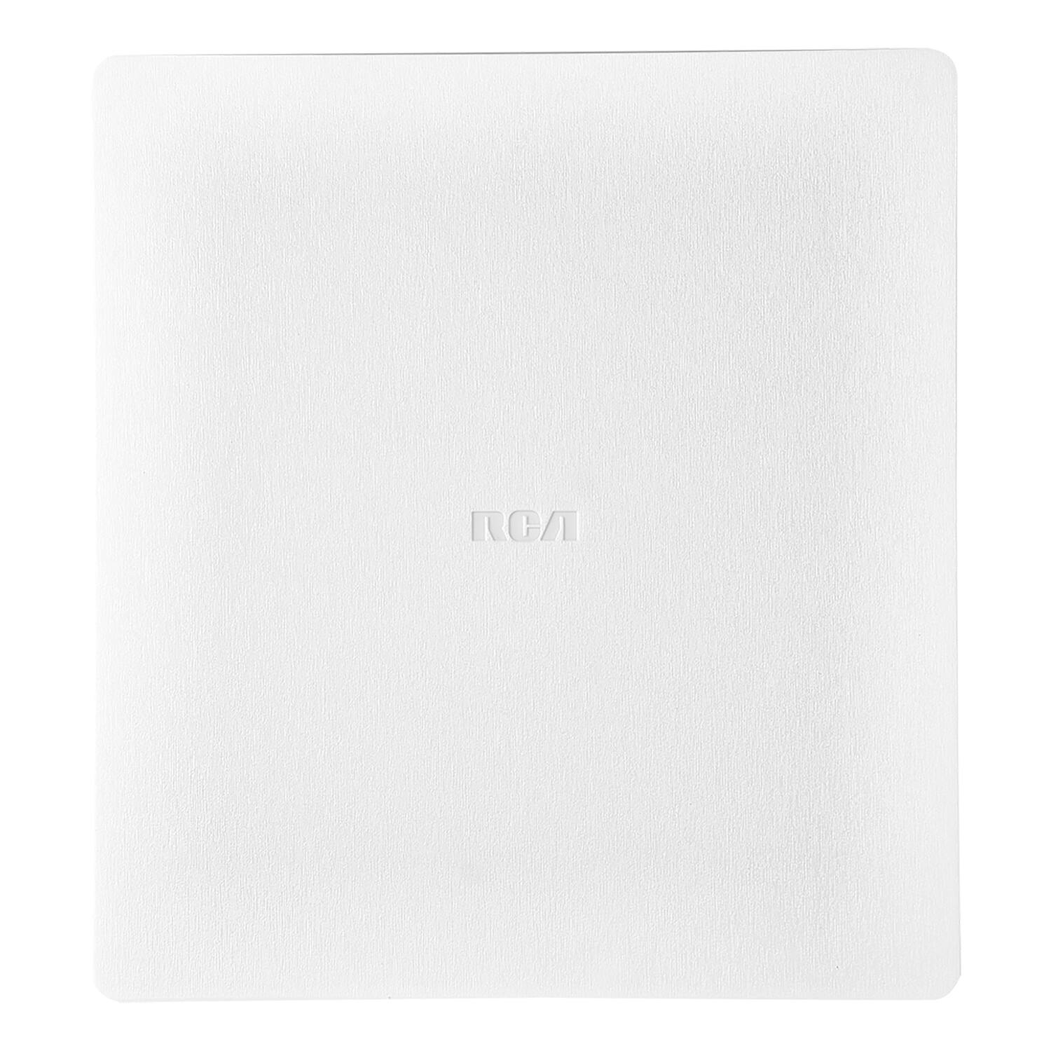 Left. RCA - Indoor Flat HDTV Multi-Directional Antenna with Easel Stand, Up to 40-Mile Range - White.