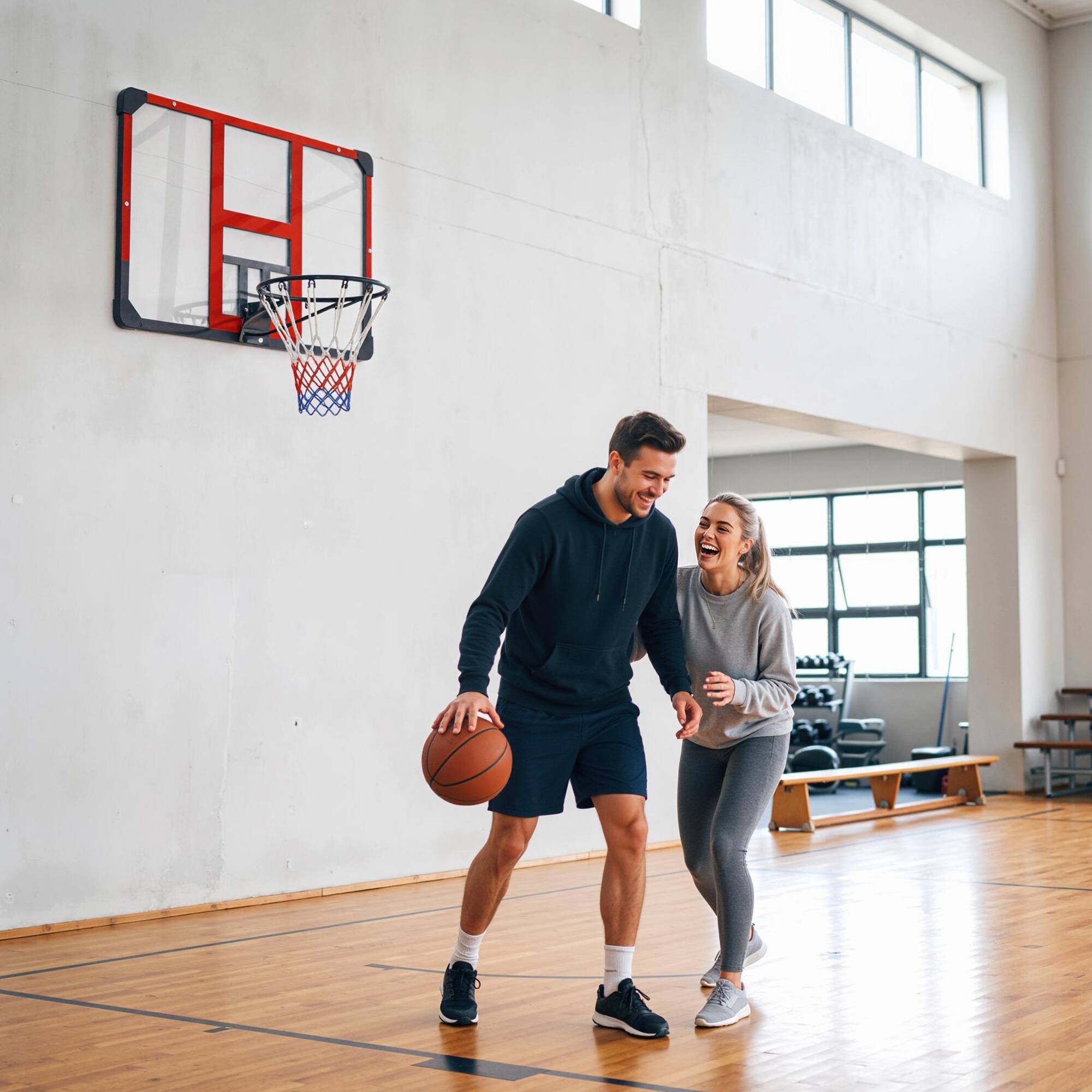 Alt View 8. Soozier - Mounted Basketball Hoop with Shatter-Resistant Backboard - Black, Clear, Red.