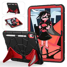 UUCOVER - Kids Case for iPad (A16) 11-inch 2025 / iPad 10th Gen 10.9" 2022 ,Shockproof TPU+PC Rugged Stand Case Protective Cover - Black+Red