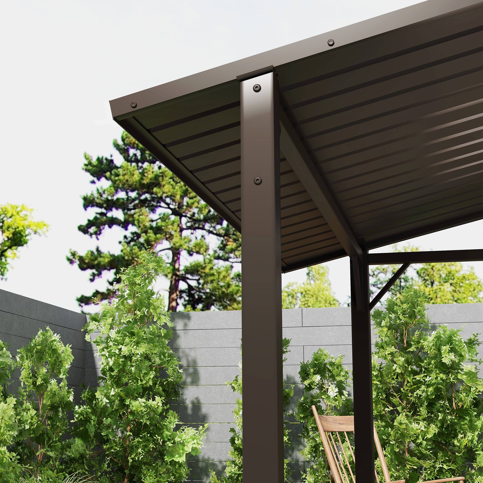 Alt View 8. Outsunny - x 5ft Hardtop Grill Gazebo with Double Metal Roof - Brown.