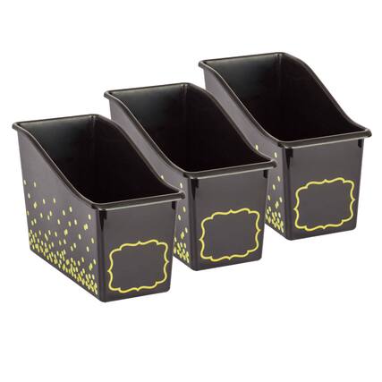 Front. Teacher Created Resources - Teacher Created Resources Black Confetti Plastic Book Bin, Pack of 3.