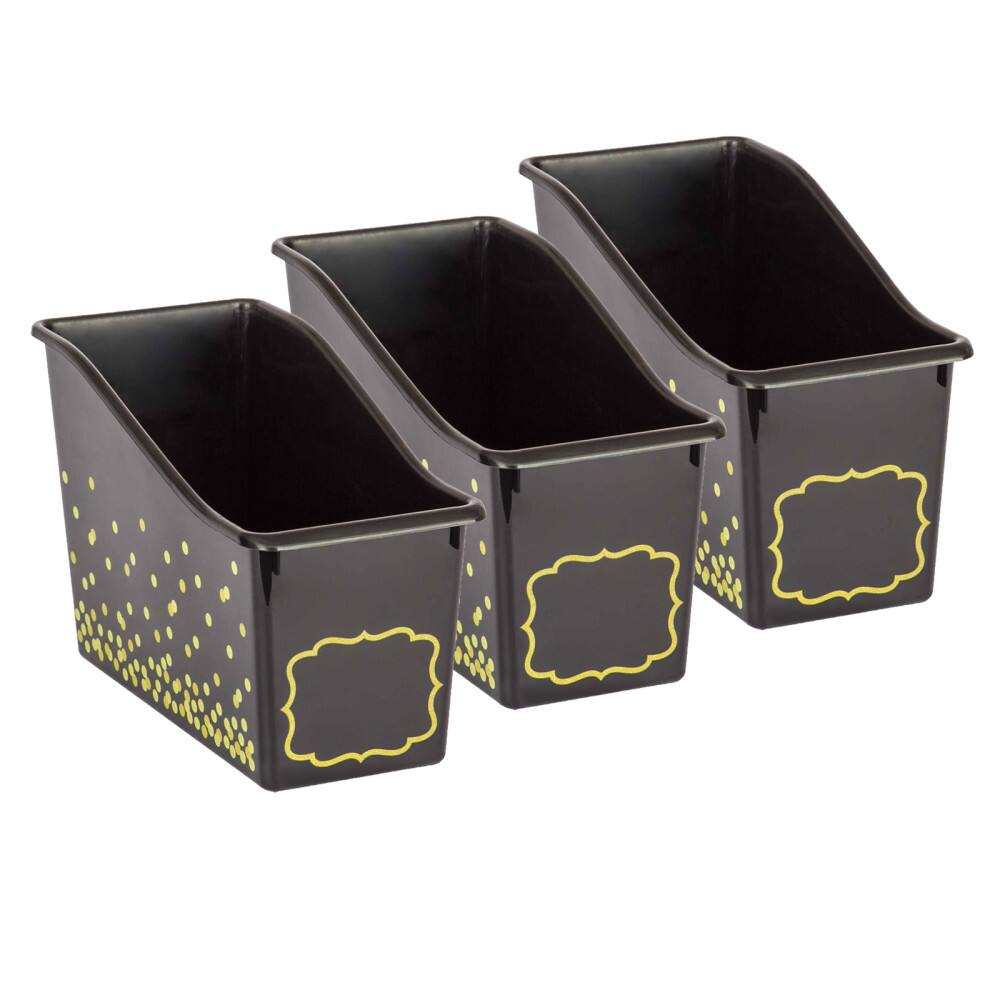 Front. Teacher Created Resources - Teacher Created Resources Black Confetti Plastic Book Bin, Pack of 3.