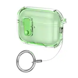 Dteck - Hard Earphone Case for AirPods Pro 3rd Gen (2025),Shockproof Earbuds Case,Slim Safety Lock Cover with Metal Ring Buckle - Green