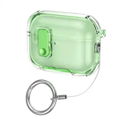 Front. Dteck - Hard Earphone Case for AirPods Pro 3rd Gen (2025),Shockproof Earbuds Case,Slim Safety Lock Cover with Metal Ring Buckle - Green.