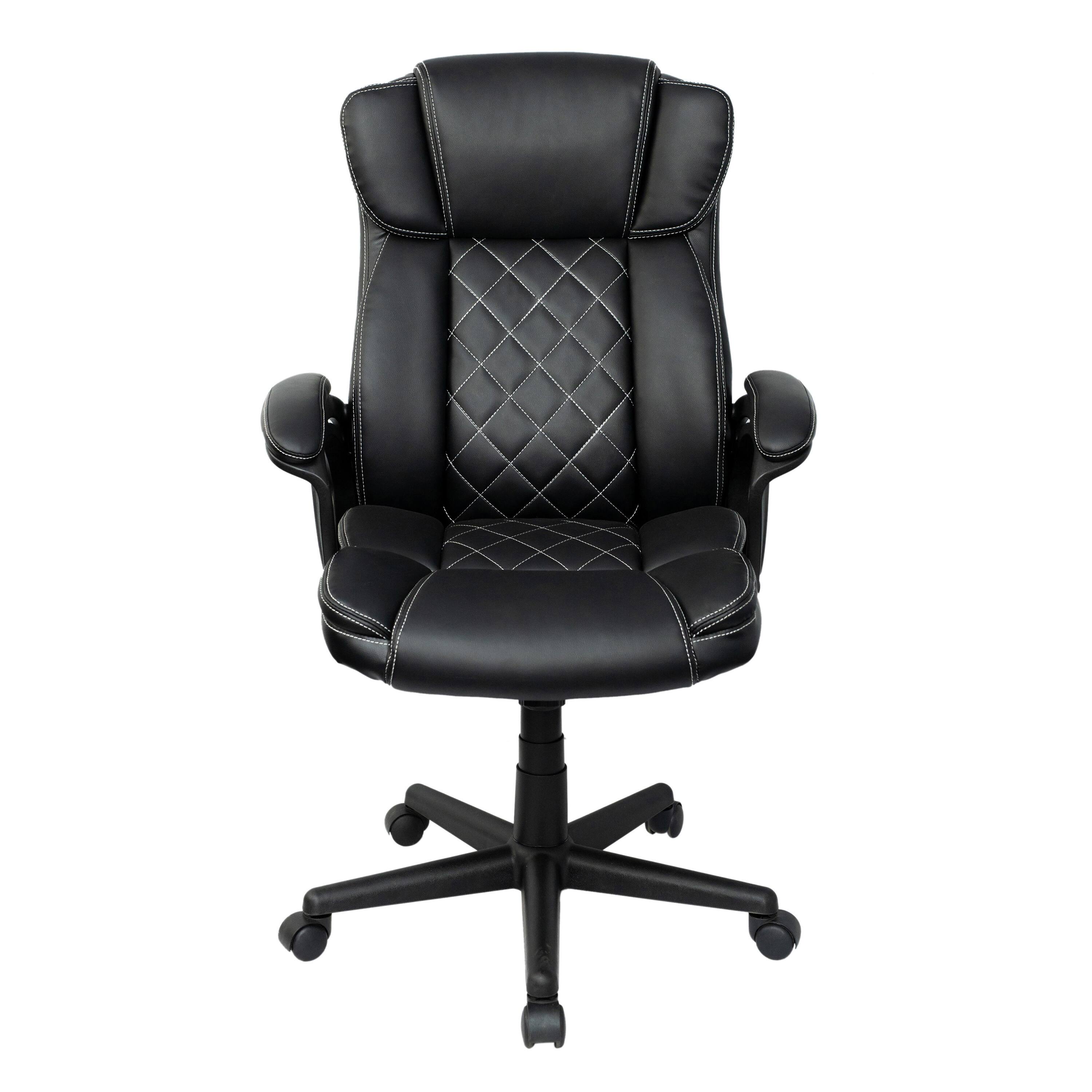Alt View 1. Spaco - Spaco Executive Ergonomic Office Chair, High Back, Adjustable Height, Lumbar Support, PU Leather, Tilt, Home Office - Black.