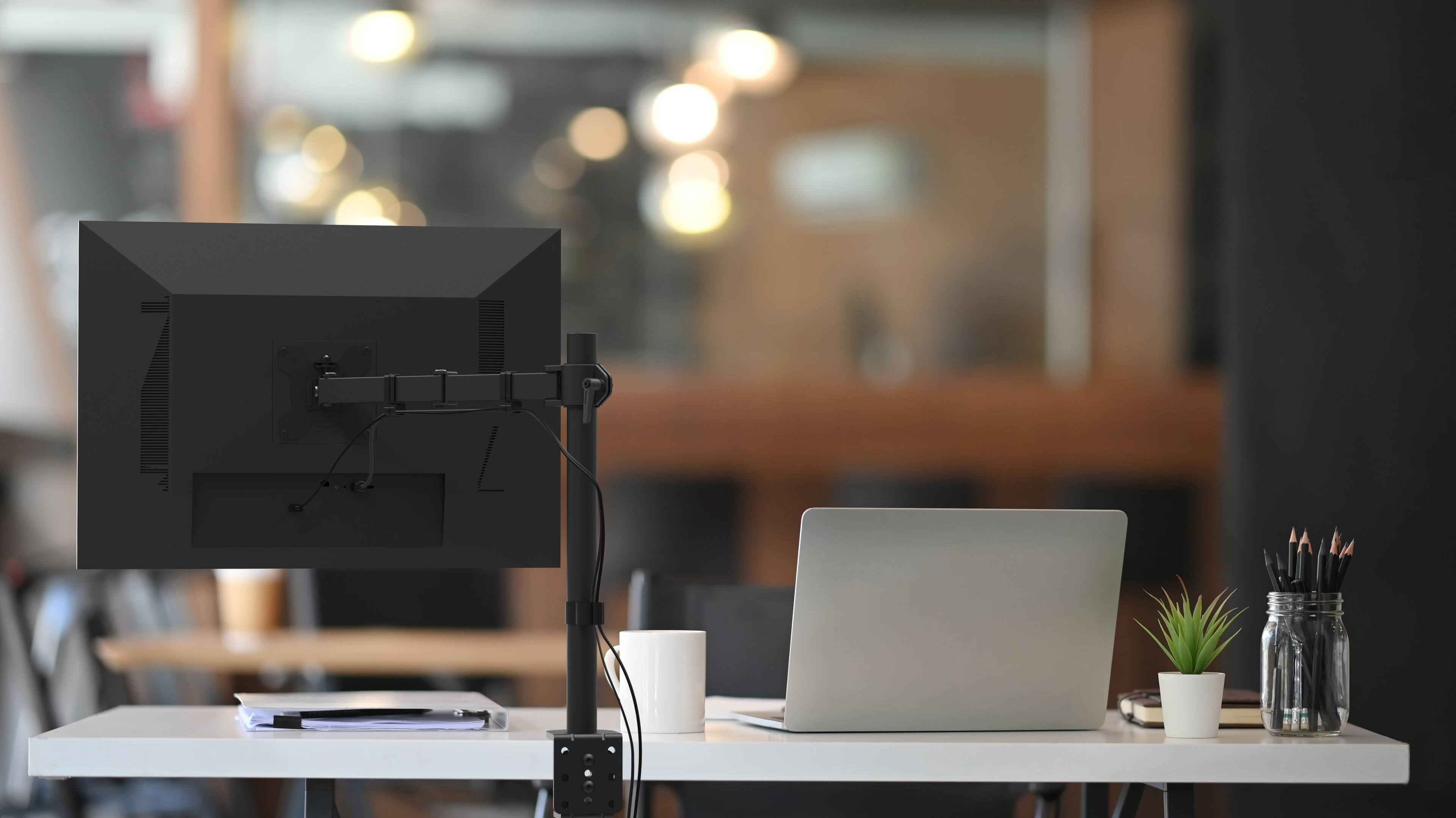 Alt View 6. Kanto - Kanto DML1000 Fully Adjustable Single Arm Desktop Monitor Mount - Black.