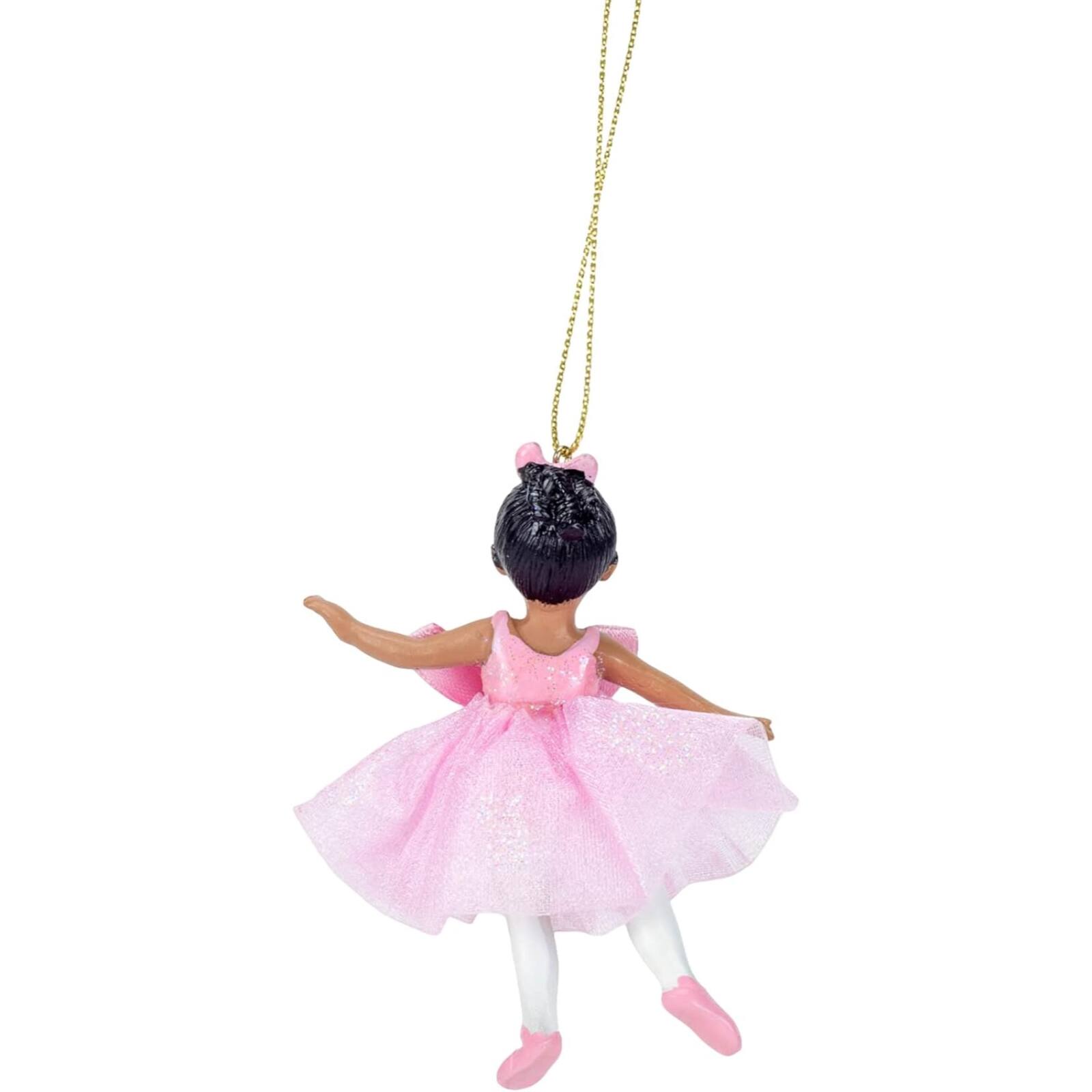 Back. Kurt S Adler - Kurt Adler African American Little Ballerina Dancer Resin Christmas Tree Ornament 3.25 inch - Multicolor.
